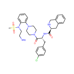 CS(=O)(=O)N(CCN)c1ccccc1N1CCN(C(=O)[C@@H](Cc2ccc(Cl)cc2)NC(=O)[C@@H]2Cc3ccccc3CN2)CC1 ZINC000028334362