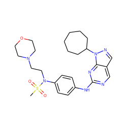 CS(=O)(=O)N(CCN1CCOCC1)c1ccc(Nc2ncc3cnn(C4CCCCCC4)c3n2)cc1 ZINC000072180440