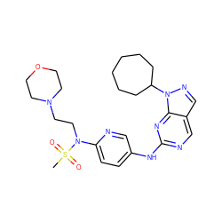 CS(=O)(=O)N(CCN1CCOCC1)c1ccc(Nc2ncc3cnn(C4CCCCCC4)c3n2)cn1 ZINC000072182217