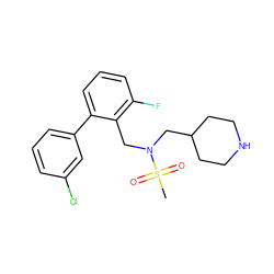 CS(=O)(=O)N(Cc1c(F)cccc1-c1cccc(Cl)c1)CC1CCNCC1 ZINC000049035254