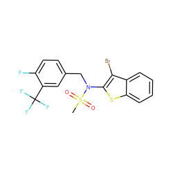 CS(=O)(=O)N(Cc1ccc(F)c(C(F)(F)F)c1)c1sc2ccccc2c1Br ZINC000115230710