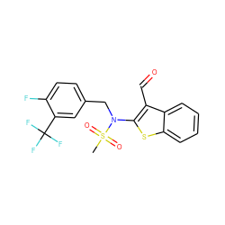 CS(=O)(=O)N(Cc1ccc(F)c(C(F)(F)F)c1)c1sc2ccccc2c1C=O ZINC000115229270