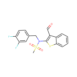 CS(=O)(=O)N(Cc1ccc(F)c(F)c1)c1sc2ccccc2c1C=O ZINC000115237795