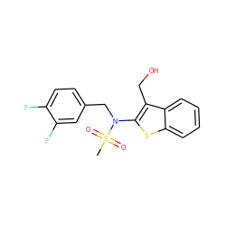 CS(=O)(=O)N(Cc1ccc(F)c(F)c1)c1sc2ccccc2c1CO ZINC000115230311