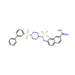 CS(=O)(=O)N(Cc1ccc2ccc(C(=N)N)cc2c1)C1CCN(S(=O)(=O)c2cccc(-c3ccccc3)c2)CC1 ZINC000028714187