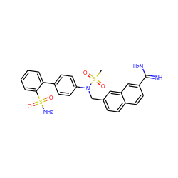 CS(=O)(=O)N(Cc1ccc2ccc(C(=N)N)cc2c1)c1ccc(-c2ccccc2S(N)(=O)=O)cc1 ZINC000013487648