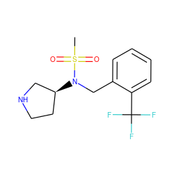 CS(=O)(=O)N(Cc1ccccc1C(F)(F)F)[C@H]1CCNC1 ZINC000040979529