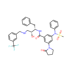 CS(=O)(=O)N(c1ccccc1)c1cc(C(=O)N[C@@H](Cc2ccccc2)[C@H](O)CNCc2cccc(C(F)(F)F)c2)cc(N2CCCC2=O)c1 ZINC000058655449