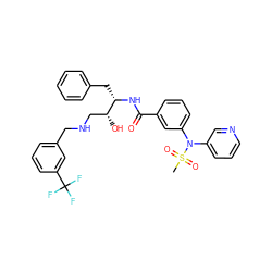 CS(=O)(=O)N(c1cccnc1)c1cccc(C(=O)N[C@@H](Cc2ccccc2)[C@H](O)CNCc2cccc(C(F)(F)F)c2)c1 ZINC000058598836