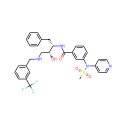 CS(=O)(=O)N(c1ccncc1)c1cccc(C(=O)N[C@@H](Cc2ccccc2)[C@H](O)CNCc2cccc(C(F)(F)F)c2)c1 ZINC000058468484