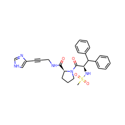 CS(=O)(=O)N[C@@H](C(=O)N1CCC[C@H]1C(=O)NCC#Cc1c[nH]cn1)C(c1ccccc1)c1ccccc1 ZINC000026675408