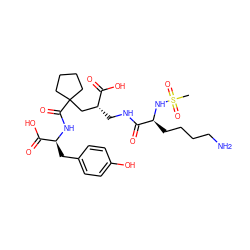 CS(=O)(=O)N[C@@H](CCCCN)C(=O)NC[C@H](CC1(C(=O)N[C@@H](Cc2ccc(O)cc2)C(=O)O)CCCC1)C(=O)O ZINC000003914644