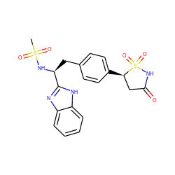 CS(=O)(=O)N[C@@H](Cc1ccc([C@@H]2CC(=O)NS2(=O)=O)cc1)c1nc2ccccc2[nH]1 ZINC000036088854