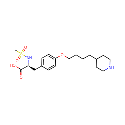 CS(=O)(=O)N[C@@H](Cc1ccc(OCCCCC2CCNCC2)cc1)C(=O)O ZINC000003806111