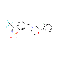 CS(=O)(=O)N[C@@H](c1ccc(CN2CCO[C@@H](c3ccccc3Cl)C2)cc1)C(F)(F)F ZINC000261117707