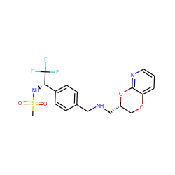 CS(=O)(=O)N[C@@H](c1ccc(CNC[C@H]2COc3cccnc3O2)cc1)C(F)(F)F ZINC000210001978