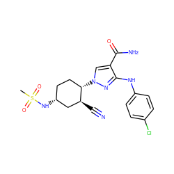 CS(=O)(=O)N[C@@H]1CC[C@H](n2cc(C(N)=O)c(Nc3ccc(Cl)cc3)n2)[C@@H](C#N)C1 ZINC000221845733