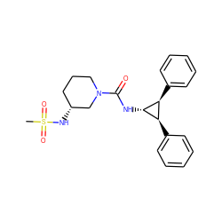 CS(=O)(=O)N[C@@H]1CCCN(C(=O)N[C@H]2[C@H](c3ccccc3)[C@@H]2c2ccccc2)C1 ZINC000299854842