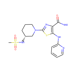 CS(=O)(=O)N[C@@H]1CCCN(c2nc(C(N)=O)c(Nc3ccccn3)s2)C1 ZINC000209429982