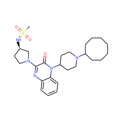 CS(=O)(=O)N[C@@H]1CCN(c2nc3ccccc3n(C3CCN(C4CCCCCCC4)CC3)c2=O)C1 ZINC000168801282