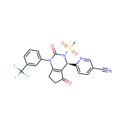 CS(=O)(=O)N1C(=O)N(c2cccc(C(F)(F)F)c2)C2=C(C(=O)CC2)[C@@H]1c1ccc(C#N)cn1 ZINC001772635387