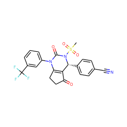 CS(=O)(=O)N1C(=O)N(c2cccc(C(F)(F)F)c2)C2=C(C(=O)CC2)[C@H]1c1ccc(C#N)cc1 ZINC000212170318