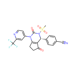 CS(=O)(=O)N1C(=O)N(c2ccnc(C(F)(F)F)c2)C2=C(C(=O)CC2)[C@H]1c1ccc(C#N)cc1 ZINC000224628098