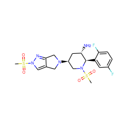 CS(=O)(=O)N1C[C@@H](N2Cc3cn(S(C)(=O)=O)nc3C2)C[C@H](N)[C@H]1c1cc(F)ccc1F ZINC000169702000