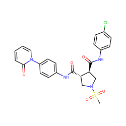 CS(=O)(=O)N1C[C@H](C(=O)Nc2ccc(Cl)cc2)[C@@H](C(=O)Nc2ccc(-n3ccccc3=O)cc2)C1 ZINC000058592674