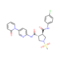 CS(=O)(=O)N1C[C@H](C(=O)Nc2ccc(Cl)cc2)[C@@H](C(=O)Nc2ccc(-n3ccccc3=O)cn2)C1 ZINC000058575809