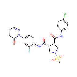 CS(=O)(=O)N1C[C@H](C(=O)Nc2ccc(Cl)cc2)[C@@H](C(=O)Nc2ccc(-n3ncccc3=O)cc2F)C1 ZINC000058592681