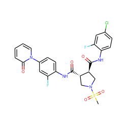 CS(=O)(=O)N1C[C@H](C(=O)Nc2ccc(Cl)cc2F)[C@@H](C(=O)Nc2ccc(-n3ccccc3=O)cc2F)C1 ZINC000058591770