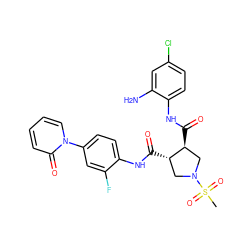 CS(=O)(=O)N1C[C@H](C(=O)Nc2ccc(Cl)cc2N)[C@@H](C(=O)Nc2ccc(-n3ccccc3=O)cc2F)C1 ZINC000058581537