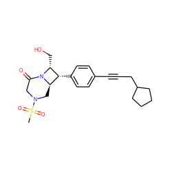 CS(=O)(=O)N1CC(=O)N2[C@H](CO)[C@H](c3ccc(C#CCC4CCCC4)cc3)[C@H]2C1 ZINC000095601947