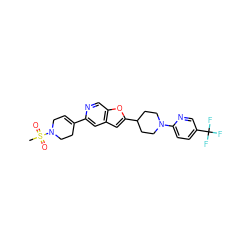 CS(=O)(=O)N1CC=C(c2cc3cc(C4CCN(c5ccc(C(F)(F)F)cn5)CC4)oc3cn2)CC1 ZINC000215832642