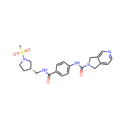 CS(=O)(=O)N1CC[C@@H](CNC(=O)c2ccc(NC(=O)N3Cc4ccncc4C3)cc2)C1 ZINC000166214918