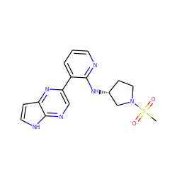 CS(=O)(=O)N1CC[C@@H](Nc2ncccc2-c2cnc3[nH]ccc3n2)C1 ZINC000168977552