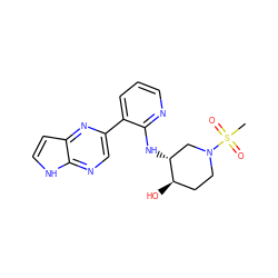 CS(=O)(=O)N1CC[C@@H](O)[C@H](Nc2ncccc2-c2cnc3[nH]ccc3n2)C1 ZINC000168984989