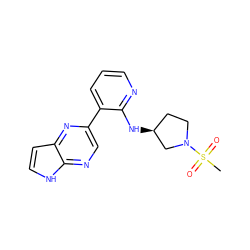 CS(=O)(=O)N1CC[C@H](Nc2ncccc2-c2cnc3[nH]ccc3n2)C1 ZINC000168977173