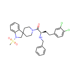 CS(=O)(=O)N1CC2(CCN(C(=O)[C@@H](CCc3ccc(Cl)c(Cl)c3)NCc3ccccc3)CC2)c2ccccc21 ZINC000029489530