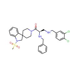 CS(=O)(=O)N1CC2(CCN(C(=O)[C@@H](CNCc3ccc(Cl)c(Cl)c3)NCc3ccccc3)CC2)c2ccccc21 ZINC000029485672