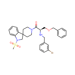 CS(=O)(=O)N1CC2(CCN(C(=O)[C@@H](COCc3ccccc3)NCc3cccc(Br)c3)CC2)c2ccccc21 ZINC000029488364