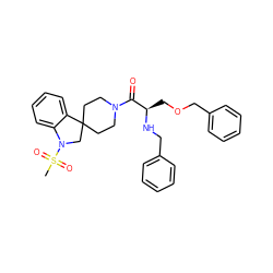 CS(=O)(=O)N1CC2(CCN(C(=O)[C@@H](COCc3ccccc3)NCc3ccccc3)CC2)c2ccccc21 ZINC000084331994