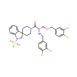 CS(=O)(=O)N1CC2(CCN(C(=O)[C@H](COCc3ccc(Cl)c(Cl)c3)NCc3ccc(Cl)c(Cl)c3)CC2)c2ccccc21 ZINC000058475374