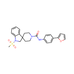 CS(=O)(=O)N1CC2(CCN(C(=O)Nc3ccc(-c4ccco4)cc3)CC2)c2ccccc21 ZINC000045291294