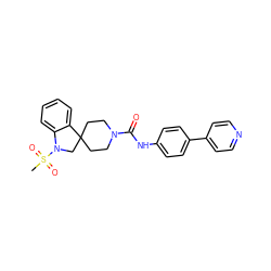 CS(=O)(=O)N1CC2(CCN(C(=O)Nc3ccc(-c4ccncc4)cc3)CC2)c2ccccc21 ZINC000034013894