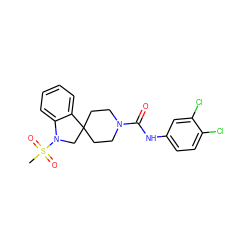 CS(=O)(=O)N1CC2(CCN(C(=O)Nc3ccc(Cl)c(Cl)c3)CC2)c2ccccc21 ZINC000040952231