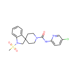 CS(=O)(=O)N1CC2(CCN(C(=O)Nc3ccc(Cl)cn3)CC2)c2ccccc21 ZINC000045284055