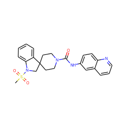 CS(=O)(=O)N1CC2(CCN(C(=O)Nc3ccc4ncccc4c3)CC2)c2ccccc21 ZINC000045300143