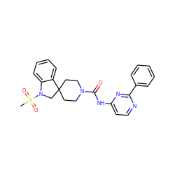 CS(=O)(=O)N1CC2(CCN(C(=O)Nc3ccnc(-c4ccccc4)n3)CC2)c2ccccc21 ZINC000040423251